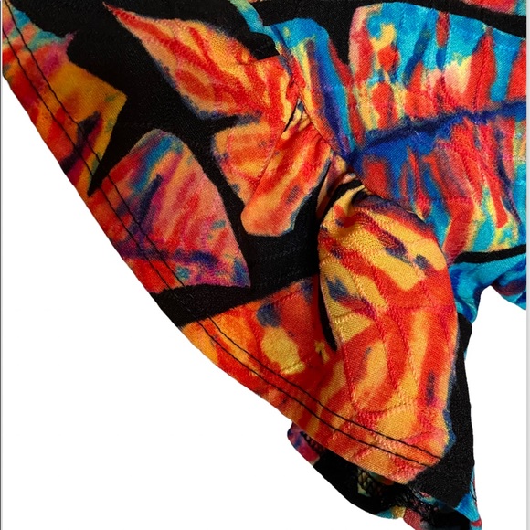 Brand New! Tiffany and Grey Multi-Colored Leaf Print Short Sleeve Dress Sz Med - Picture 7 of 9